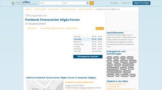 
                            8. Öffnungszeiten von Postbank Finanzcenter Allgäu Forum - Nochoffen