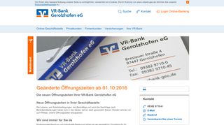 
                            11. Öffnungszeiten | VR-Bank Gerolzhofen eG