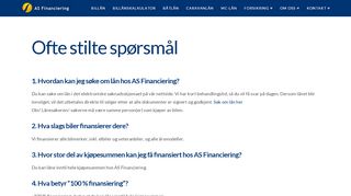 
                            8. Ofte Stilte Spørsmål - AS Financiering