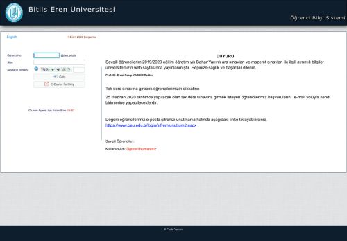 
                            5. Öğrenci Girişi - Bitlis Eren Üniversitesi