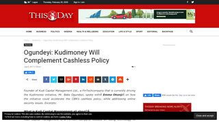 
                            12. Ogundeyi: Kudimoney Will Complement Cashless Policy - thisdaylive