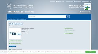 
                            9. OHB System AG: InnoTrans - Aussteller - InnoTrans Virtual Market Place