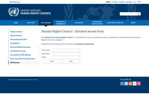
                            6. OHCHR | HRC Registration for HRC Extranet