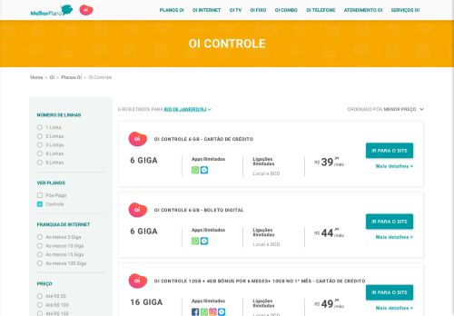 
                            8. Oi Controle a partir de 39,99 - Melhor Plano