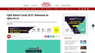 
                            11. OJEE Admit Cards 2017: Released at ojee.nic.in - Education Today ...