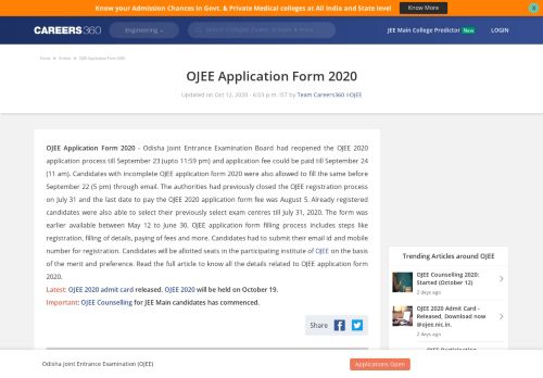 
                            6. OJEE Application Form 2019, Registration - Apply online here