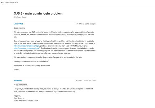 
                            9. OJS 3 - main admin login problem - Questions - PKP Community Forum