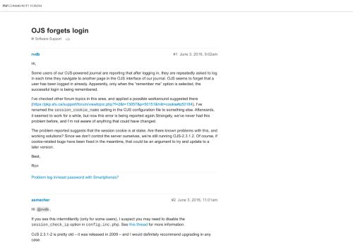 
                            10. OJS forgets login - Questions - PKP Community Forum