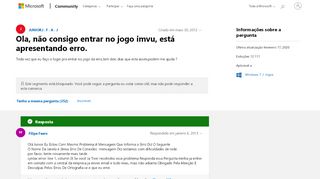 
                            12. Ola, não consigo entrar no jogo imvu, está apresentando ...