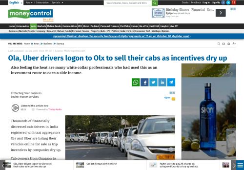 
                            11. Ola, Uber drivers logon to Olx to sell their cabs as incentives dry up ...