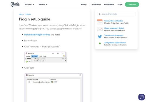 
                            6. Olark Live Chat - Pidgin setup guide