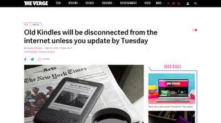 
                            8. Old Kindles will be disconnected from the internet unless you update ...