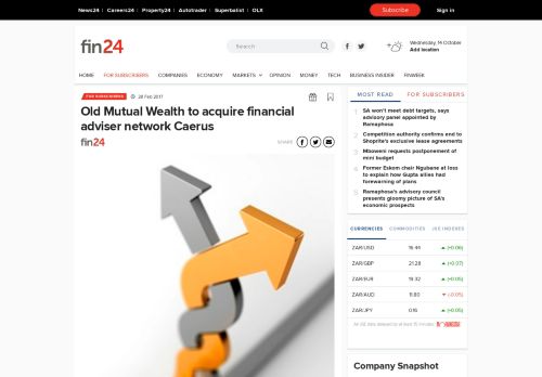 
                            10. Old Mutual Wealth to acquire financial adviser network Caerus | Fin24