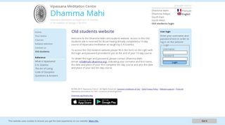 
                            4. Old students login - Dhamma Mahi - Vipassana Meditation