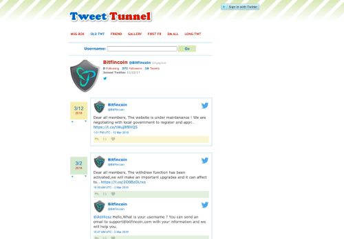 
                            9. Old Tweets: BitFincoin (Bitfincoin) - Tweet Tunnel