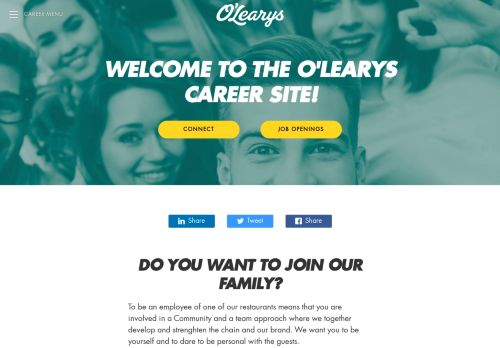 
                            2. O'Learys - WELCOME TO O'LEARYS CAREER SITE!