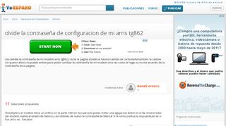 
                            13. olvide la contraseña de configuracion de mi arris tg862 - YoReparo