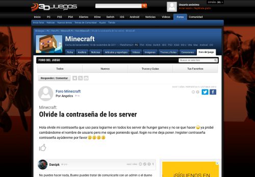 
                            9. Olvide la contraseña de los server - Minecraft - 3DJuegos