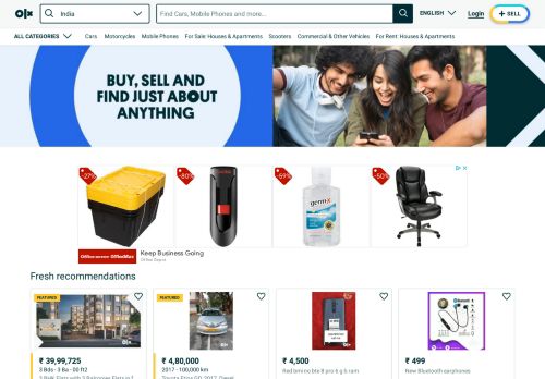 
                            10. OLX - Buy and Sell for free anywhere in India with OLX online classifieds