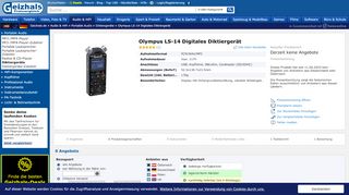 
                            11. Olympus LS-14 Digitales Diktiergerät | Preisvergleich Geizhals ...