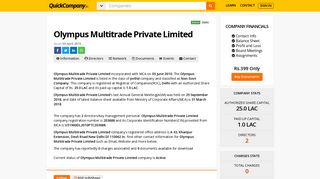 
                            4. Olympus Multitrade Private Limited - Company ... - QuickCompany