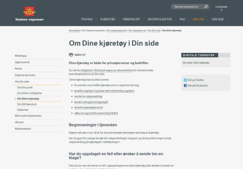 
                            3. Om Dine kjøretøy i Din side | Statens vegvesen