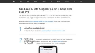 
                            2. Om Face ID inte fungerar på din iPhone eller iPad Pro - Apple-support