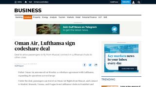 
                            12. Oman Air, Lufthansa sign codeshare deal - Gulf News