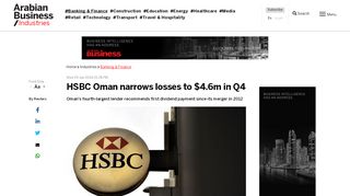 
                            12. Oman News: HSBC Oman narrows losses to $4.6m in Q4 ...