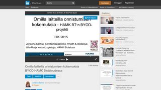 
                            13. Omilla laitteilla onnistumisen kokemuksia BYOD HAMK Biotaloudessa