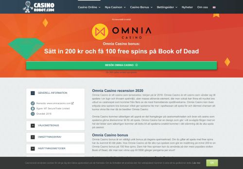 
                            8. Omnia Casino Exklusiv Bonus » 10% Cashback – snabba uttag ...