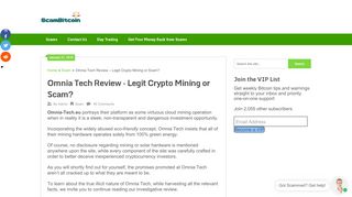 
                            12. Omnia Tech Review - Legit Crypto Mining or Scam? - Scam Bitcoin