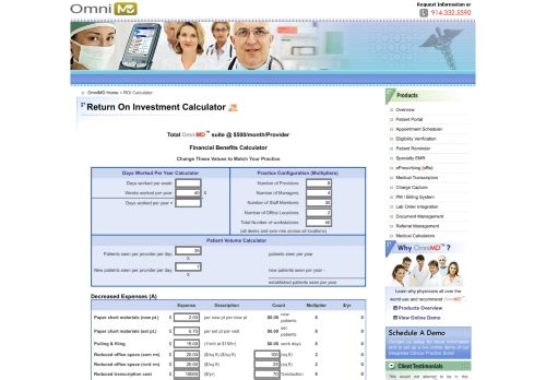 
                            9. OmniMD - Return On Investment Calculator : Specialty EMR Software ...