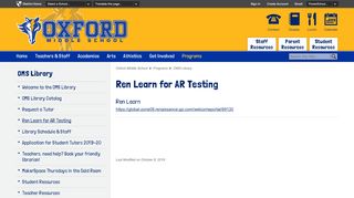
                            9. OMS Library / Ren Learn for AR Testing - Oxford School District