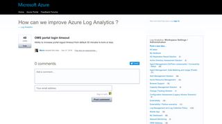 
                            10. OMS portal login timeout – Customer Feedback for Microsoft Azure