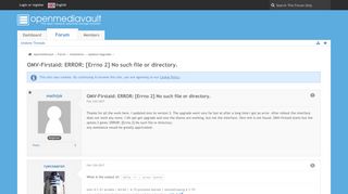 
                            1. OMV-Firstaid: ERROR: [Errno 2] No such file or directory ...