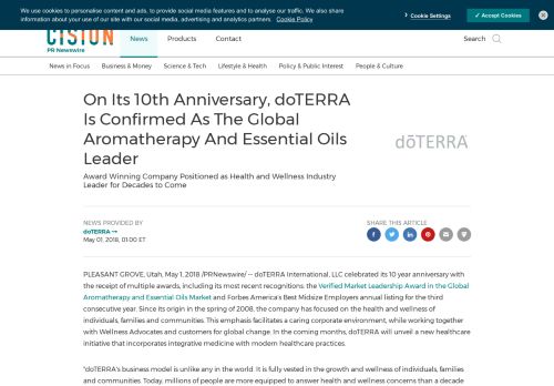 
                            11. On Its 10th Anniversary, doTERRA Is Confirmed As The Global ...