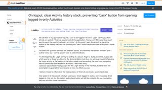 
                            2. On logout, clear Activity history stack, preventing 