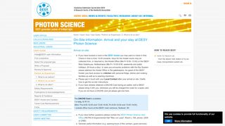 
                            4. On-Site Information: Arrival and your stay at DESY Photon Science