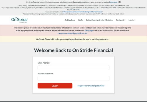 
                            4. On Stride Financial - Returning Customer Login