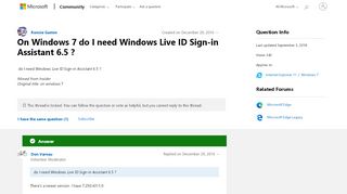 
                            5. On Windows 7 do I need Windows Live ID Sign-in Assistant 6.5 ...