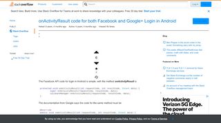 
                            1. onActivityResult code for both Facebook and Google+ Login in ...