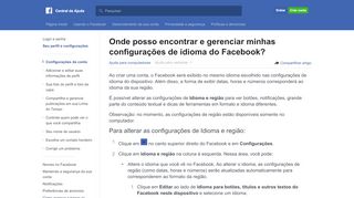 
                            1. Onde posso encontrar e gerenciar minhas configurações ... - Facebook