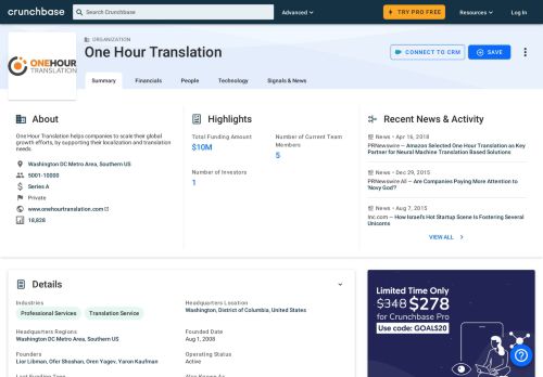 
                            11. One Hour Translation | Crunchbase