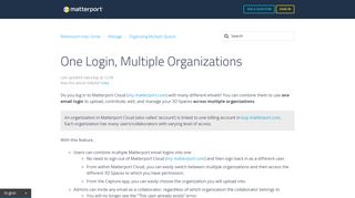 
                            8. One Login, Multiple Organizations – Matterport Help Center