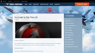 
                            2. One Login to Play Them All | World of Warplanes