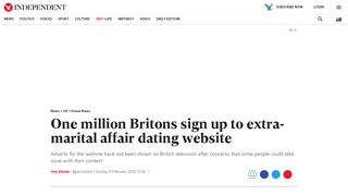 
                            3. One million Britons sign up to extra-marital affair dating website | The ...