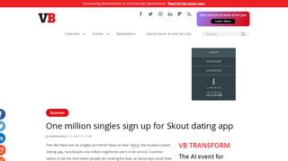 
                            12. One million singles sign up for Skout dating app | VentureBeat