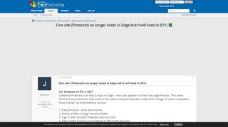 
                            12. One site (Pinterest) no longer loads in Edge but it will load in ...