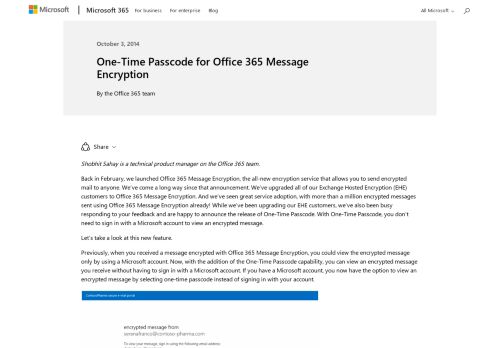 
                            5. One-Time Passcode for Office 365 Message Encryption - Microsoft ...